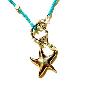 Handmade Wish Upon a Starfish Aqua Silver Bracelet